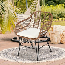 Load image into Gallery viewer, 3 Pcs Patio Rattan Bistro Set with Cushion-White