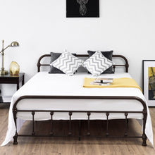 Load image into Gallery viewer, Queen Size Metal Steel Bed Frame w/ Stable Metal Slats-Chocolate