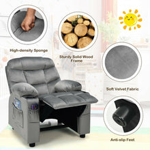 Load image into Gallery viewer, Adjustable Lounge Chair with Footrest and Side Pockets for Children-Gray