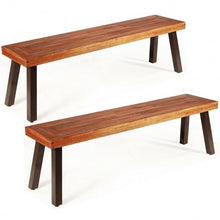Load image into Gallery viewer, Set of 2 Patio Acacia Wood Dining Bench