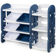 Load image into Gallery viewer, Kids Toy Storage Organizer with Bins and Multi-Layer Shelf for Bedroom Playroom -Blue