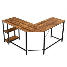 Load image into Gallery viewer, L Shaped Corner Computer Desk with Storage Shelves for Home Office Work-Brown