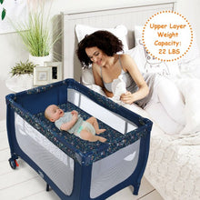 Load image into Gallery viewer, Portable Baby Playpen with Mattress Foldable Design-Blue