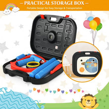 Load image into Gallery viewer, 2 in 1 Kids Basketball Hoop Stand with Ring Toss and Storage Box-Black