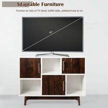 Load image into Gallery viewer, Wood Display Storage Cabinet Console Table TV Stand Multipurpose w/ Door & Shelf
