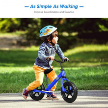 Load image into Gallery viewer, 12" Kids No Pedal Balance Bike with Adjustable Seat-Blue