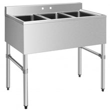 Load image into Gallery viewer, Stainless Steel Utility Sink with 3 Compartment Commercial Kitchen Sink