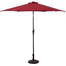 Load image into Gallery viewer, 9FT Patio Solar Umbrella LED Patio Market Steel Tilt W/ Crank Outdoor New-Burgundy