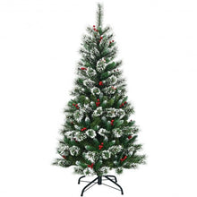 Load image into Gallery viewer, 5 ft Snow Flocked Artificial Christmas Hinged Tree