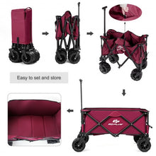 Load image into Gallery viewer, Collapsible Outdoor Utility Garden Trolley Folding Wagon-Wine