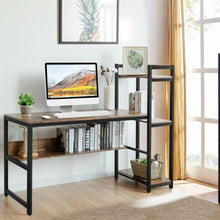 Load image into Gallery viewer, 59" Computer Desk Home Office Workstation 4-Tier Storage Shelves-Oak