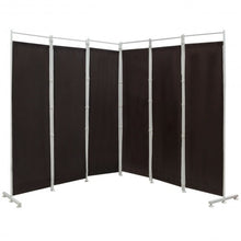 Load image into Gallery viewer, 6-Panel Room Divider Folding Privacy Screen -Brown