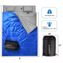 Load image into Gallery viewer, 2 Person Waterproof Sleeping Bag with 2 Pillows-Blue