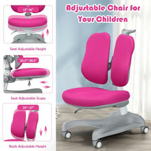Load image into Gallery viewer, Adjustable Height Student Chair with Sit-Brake Casters and Lumbar Support for Home and School-Pink