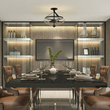 Load image into Gallery viewer, 3-Light Semi Flush Industrial Seeded Glass Mount Ceiling Lamp