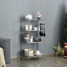 Load image into Gallery viewer, 4-Wire Shelving Metal Adjustable Storage Rack with Removable Hooks-Silver
