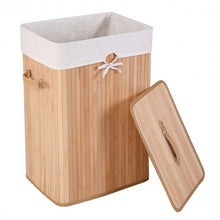 Load image into Gallery viewer, Rectangle Bamboo Hamper Laundry Basket Washing Cloth Bin Storage Bag Lid 3 color-Natural