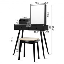 Load image into Gallery viewer, Vanity Dressing Table Set Lockable Jewelry Cabinet with Mirror-Black