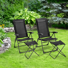 Load image into Gallery viewer, 4 Pieches Patio Adjustable Back Folding Dining Chair Ottoman Set-Black