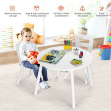Load image into Gallery viewer, Wood Activity Kids Table and Chair Set with Center Mesh Storage for Snack Time and Homework-White