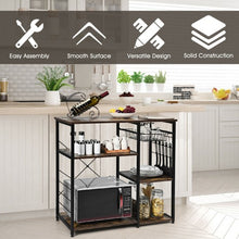 Load image into Gallery viewer, Industrial Kitchen Baker's Rack Microwave Shelf with 6 Hooks