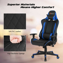 Load image into Gallery viewer, Massage Gaming Chair with Lumbar Support and Headrest-Blue