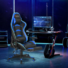 Load image into Gallery viewer, Massage LED Gaming Chair with Lumbar Support & Footrest-Blue