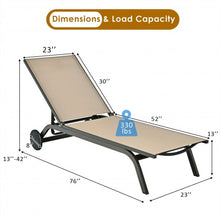 Load image into Gallery viewer, Aluminum Fabric Outdoor Patio Lounge Chair with Adjustable Reclining -Brown