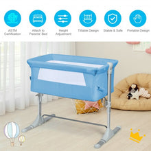Load image into Gallery viewer, Travel Portable Baby Bed Side Sleeper Bassinet Crib with Carrying Bag-Blue