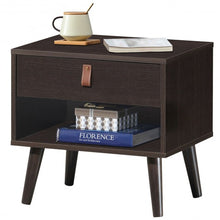 Load image into Gallery viewer, Nightstand Bedroom Table with Drawer Storage Shelf-Brown