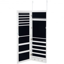 Load image into Gallery viewer, Wall Mounted Lockable Mirror Jewelry Cabinet with LED Light