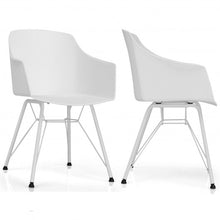 Load image into Gallery viewer, Set of 2 Metal Frame Modern Molded Shell Plastic Dining Chair-White