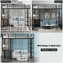 Load image into Gallery viewer, Twin Size Space-Saving Metal Loft Bunk Bed