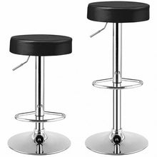 Load image into Gallery viewer, Adjustable Swivel Set of 2 Round Bar Stool Pub Chair-Black