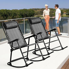 Load image into Gallery viewer, Outdoor Patio Headrest Folding Zero Gravity Rocking Chair-Gray