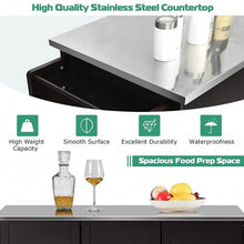 Load image into Gallery viewer, Kitchen Island 2-Door Storage Cabinet with Drawers and Stainless Steel Top-Deep Brown