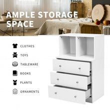Load image into Gallery viewer, 3 Drawer Dresser with Cubbies Storage Chest for Bedroom Living Room-White