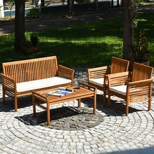 Load image into Gallery viewer, 4 Pcs Outdoor Acacia Wood Sofa Furniture Set