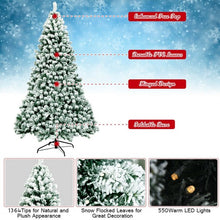 Load image into Gallery viewer, 7.5 ft Pre-Lit Premium Snow Flocked Hinged Artificial Christmas Tree 550 Lights