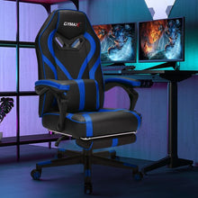 Load image into Gallery viewer, Computer Massage Gaming Recliner Chair with Footrest-Blue