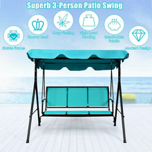 Load image into Gallery viewer, Outdoor Patio 3 Person Porch Swing Bench Chair with Canopy-Blue