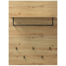 Load image into Gallery viewer, Wall-Mounted Clothes Hanger Rack Shelf with 5 Hooks and Hanging Rod