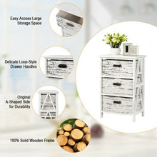 Load image into Gallery viewer, Vintage Wood Frame End Table Chest with 3 Fabric Drawers