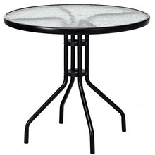 Load image into Gallery viewer, 32" Outdoor Patio Round Tempered Glass Top Table with Umbrella Hole