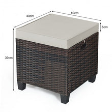 Load image into Gallery viewer, 2 Pcs Patio Rattan Ottoman Cushioned Seat Foot Rest