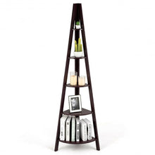 Load image into Gallery viewer, 5 Tier Floor Corner Stand Ladder Shelves Bookshelf-Brown