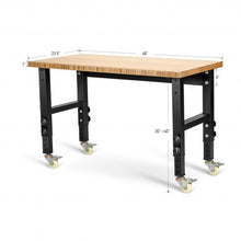 Load image into Gallery viewer, 48"×24" Adjustable Height Workbench Mobile Tool Bench Bamboo Top w/Caster-NA
