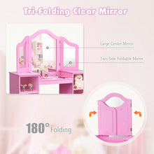 Load image into Gallery viewer, Kids Tri Folding Mirror Makeup Dressing Vanity Table Set-Pink