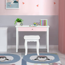 Load image into Gallery viewer, Kids Princess Make Up Dressing Table with Tri-folding Mirror & Chair-White