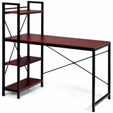 Load image into Gallery viewer, 47.5" Writing Study Computer Desk with 4-Tier Shelves-Coffee